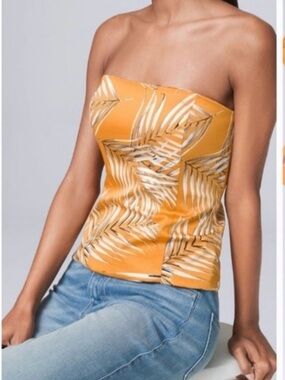 White House Black Market Strapless Palm Bustier.
